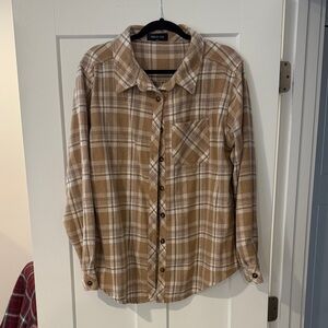 White Fox Boutique Brown Plaid Button-Up Shirt